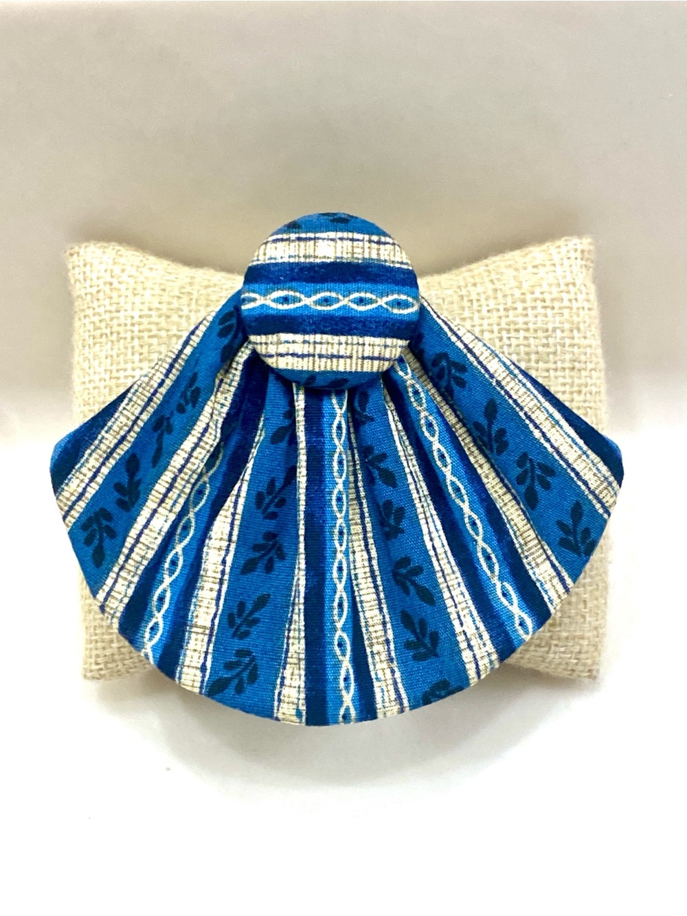 Blue Striped Fabric Scarf Clip